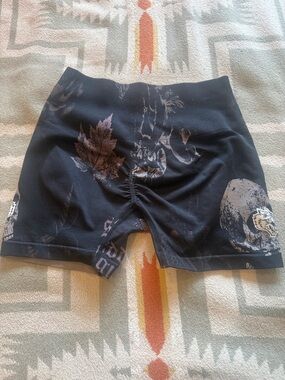Darc Sport Black Floral & Skull Bike Shorts